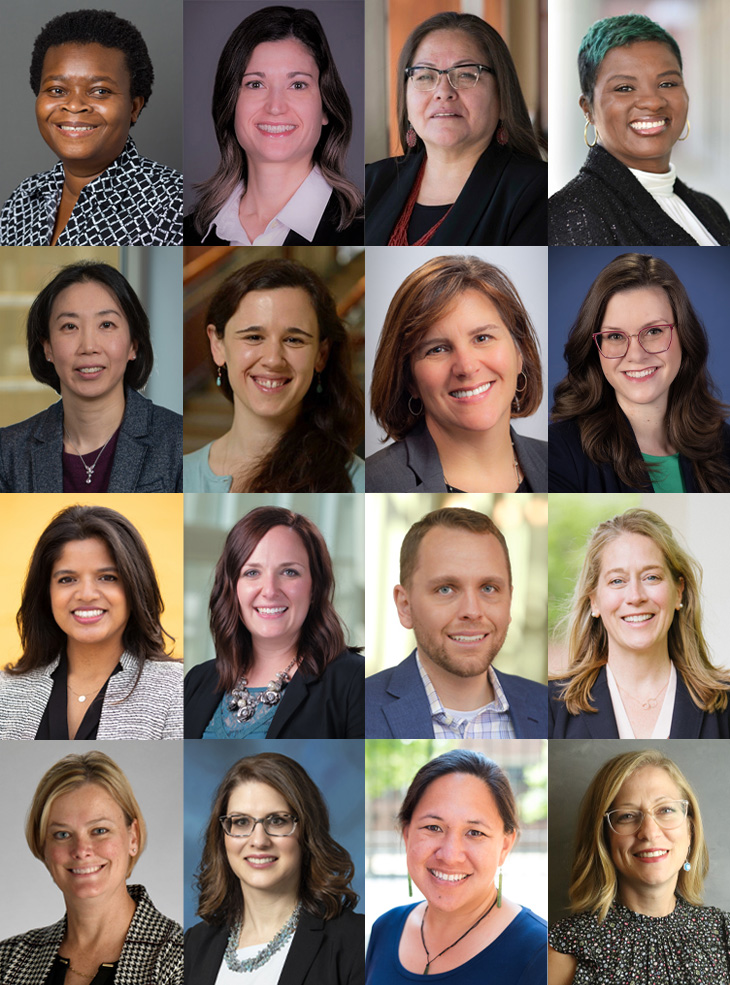 five rows of headshots of the 16 fellows