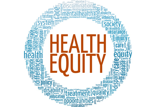 Health Equity word cloud conceptual design isolated on white background