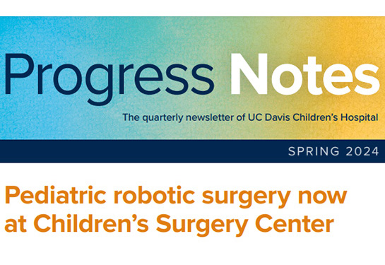 Front cover of Progress Notes newsletter shows three news stories, a graphic showing two diamonds and a photo of a premature baby.