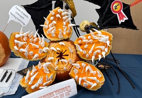 Pumpkin carved like Stranger Things monster