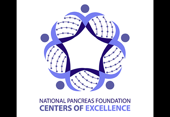 The National Pancreas Foundation Centers of Excellence purple circle logo. 