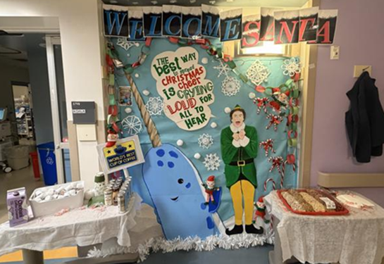 A decorated door in the NICU