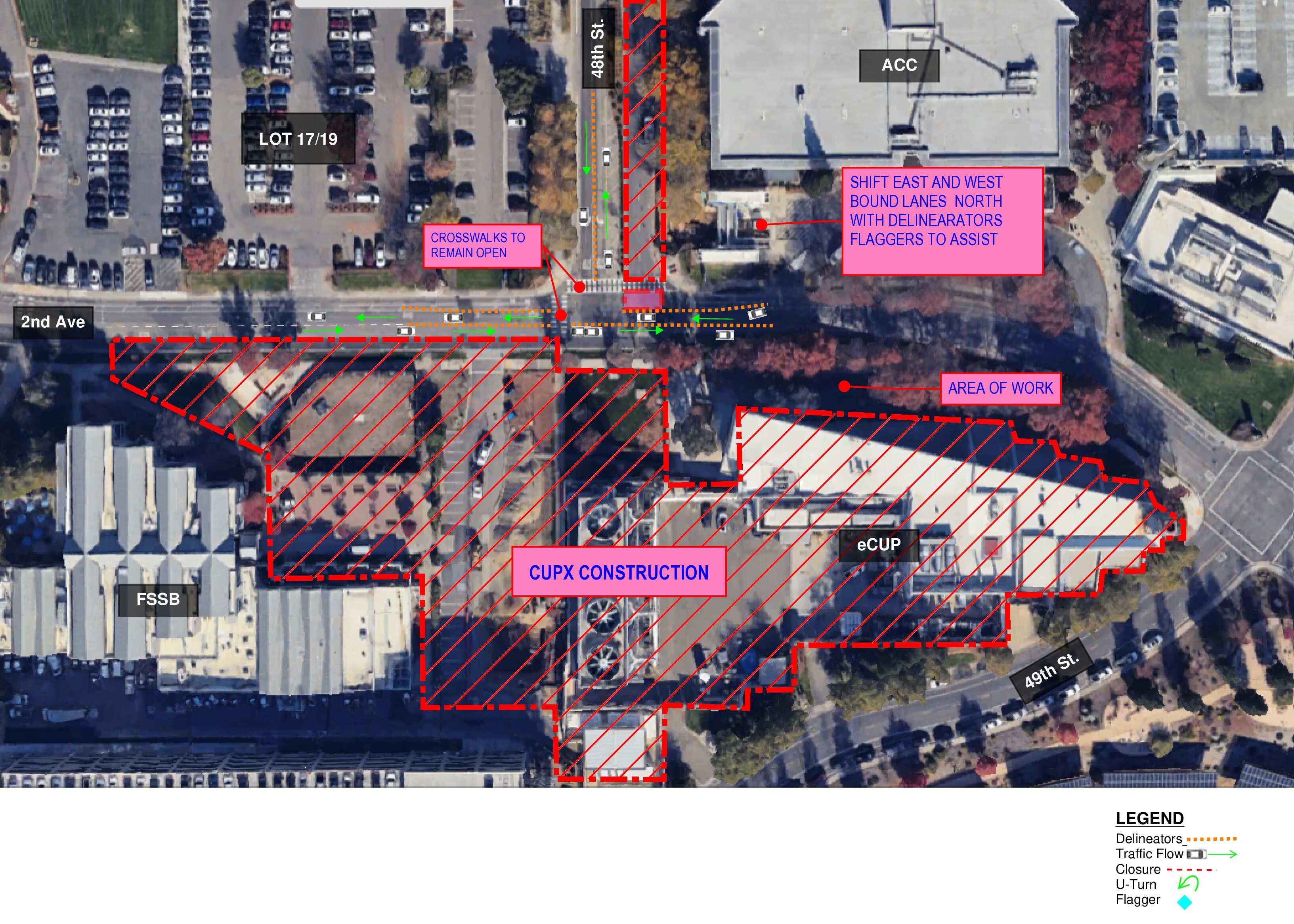 Graphic delineating area of construction activity.