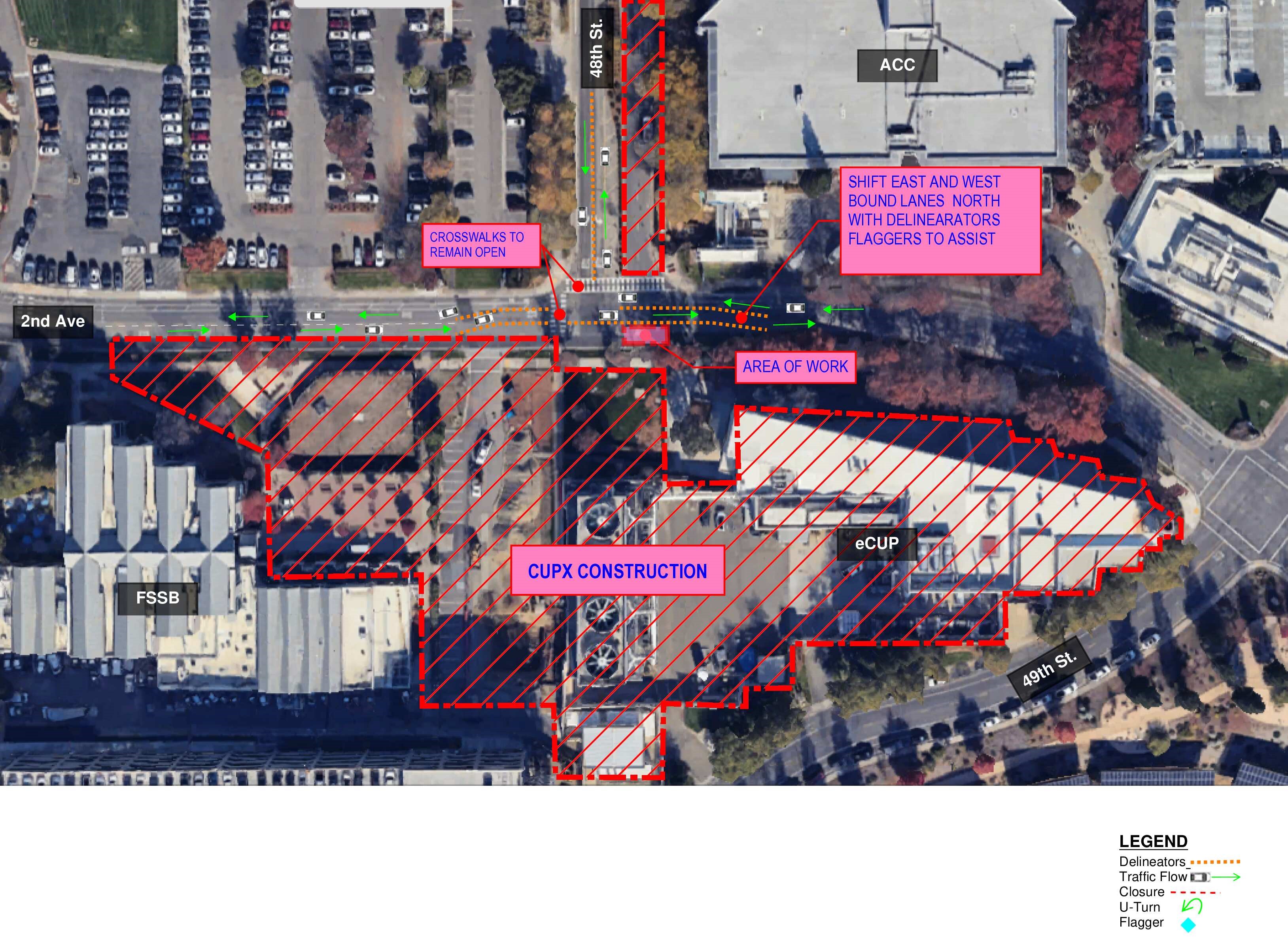 Graphic delineating area of construction activity.