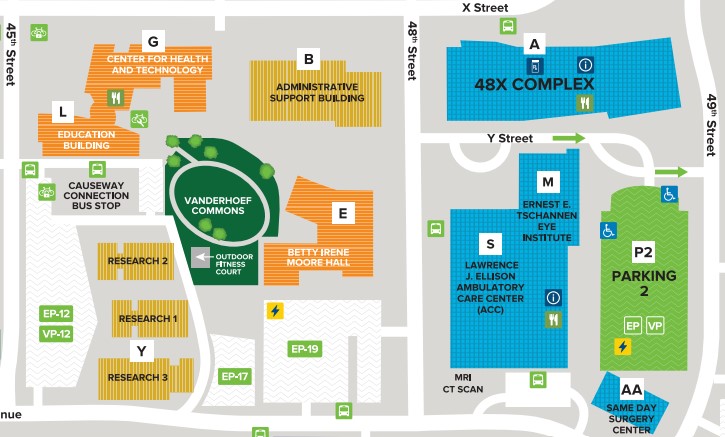 Map with Sacramento campus cafe locations