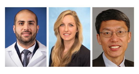 portraits of brahim mehadji, rachel russo and xinbin chen