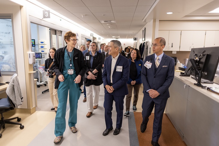 Senior Air Force medical leaders interact with UC Davis Health staff during their visit regarding the military-civilian partnership
