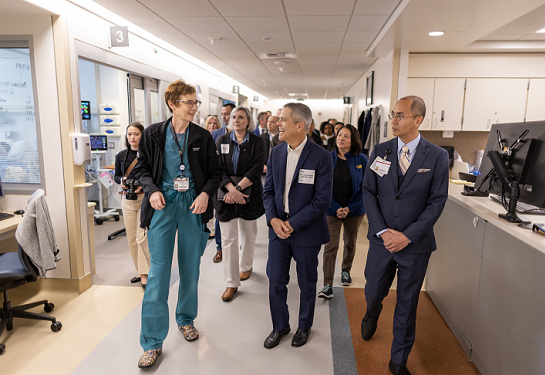 Senior Air Force medical leaders interact with UC Davis Health staff during their visit regarding the military-civilian partnership