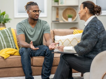 Man in a therapy session