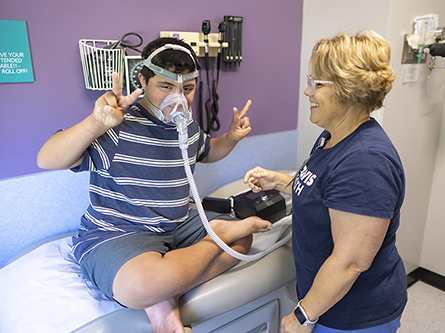 Emilio and respiratory therapist Audrey.