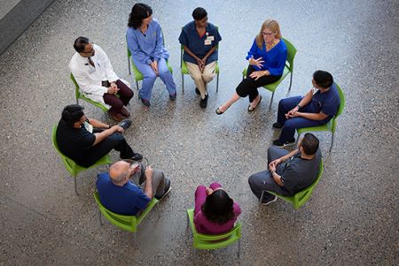 Students in a peer support group.