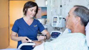 Nurse assessing patient