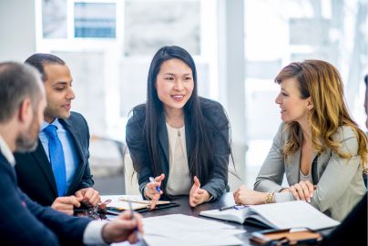 group of professionals around a table