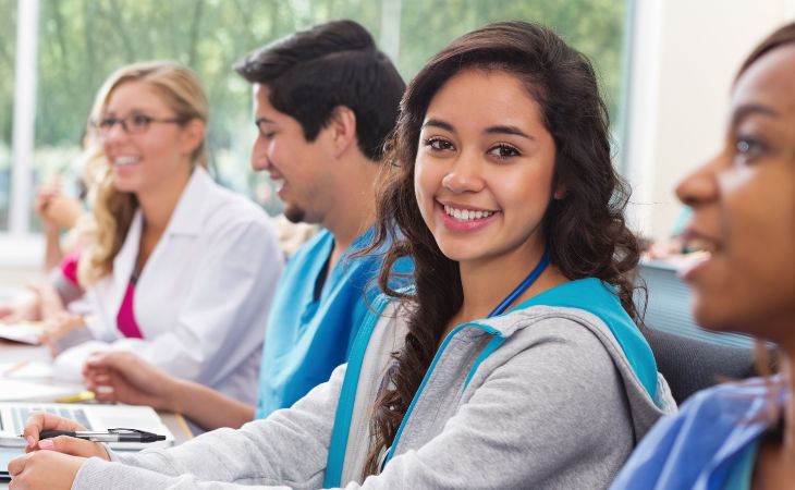 Students sitting in a classroom