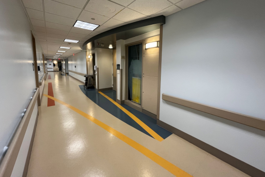 Photo of painted floor of Davis Tower Level 5