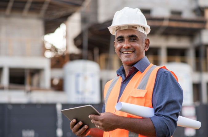 man in hardhat on construction site