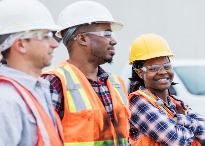 diverse group of construction workers