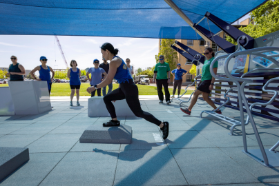 Photo of fitness court in use
