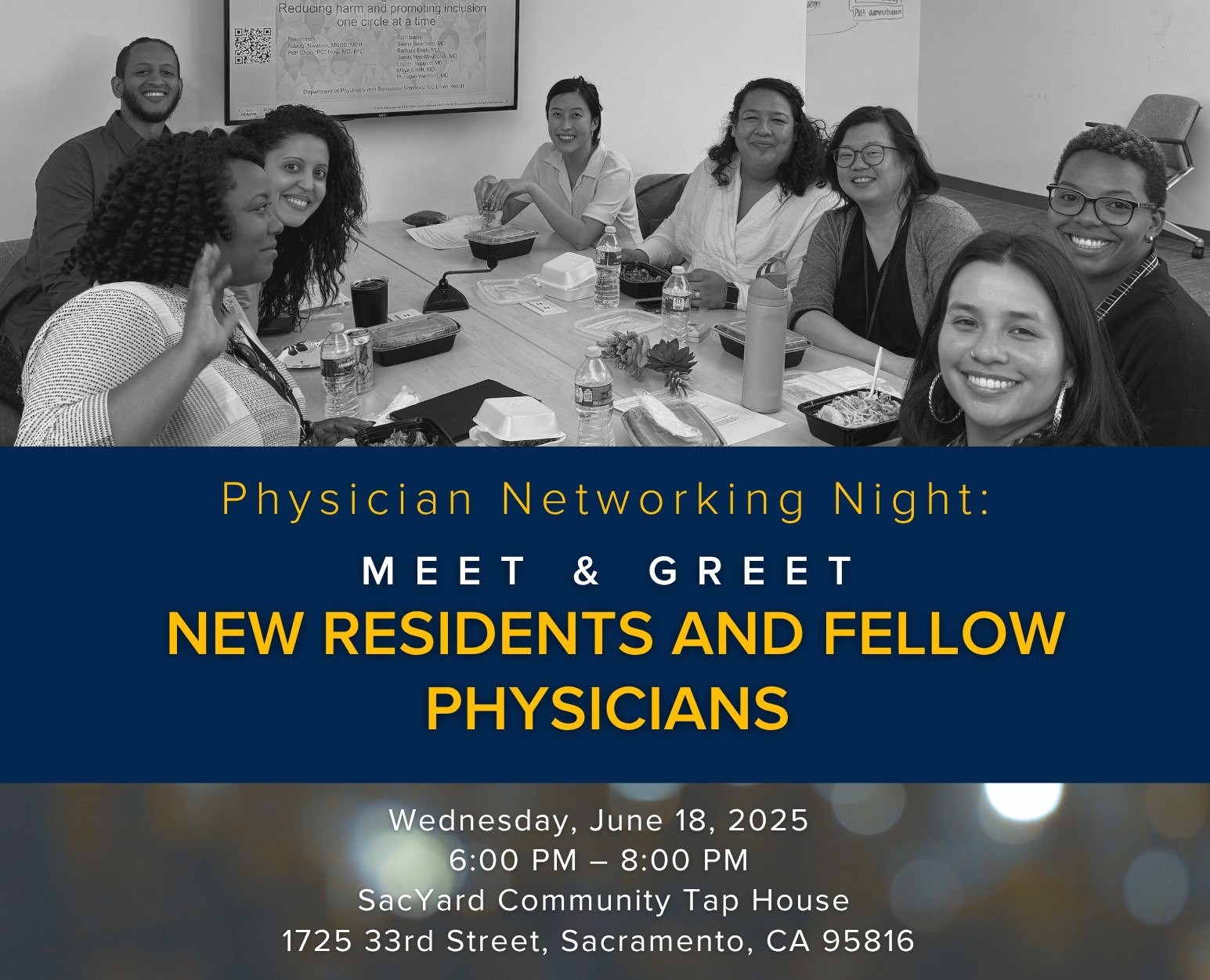 group of residents at a table for lunch
