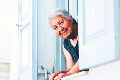 Woman looking out the window