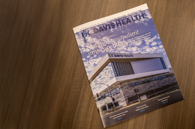 UC Davis Health Magazine on a desk.