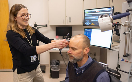 UC Davis Health psychiatrist Katharine Marder with mock patient.