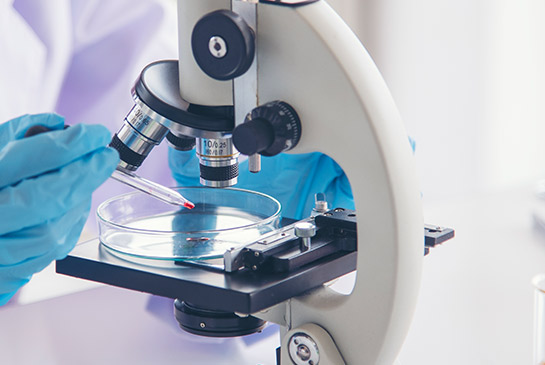 Microscope with dish,