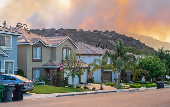 homes with fire background