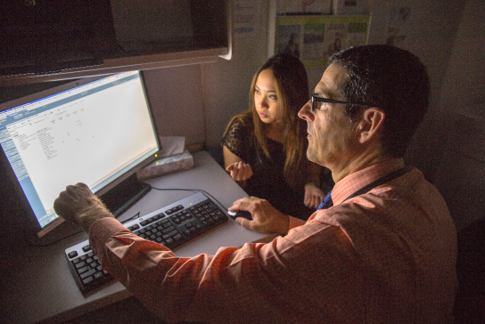 doctor looking at computer