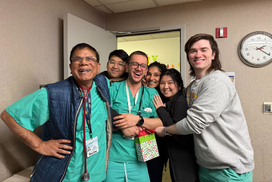 Fellows and faculty enjoying some down time in clinic.