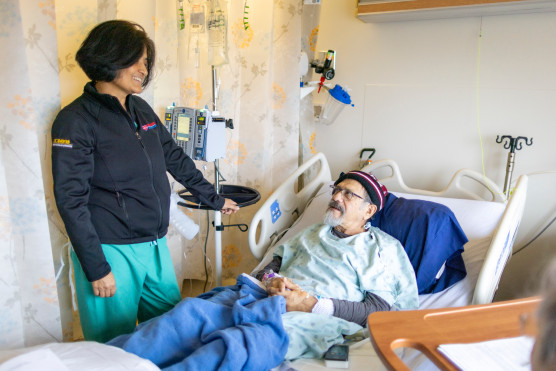 Nurse and patient speaking