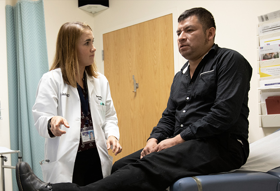 Doctor examining a patient.