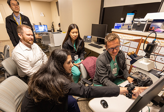 Doctors looking over chart