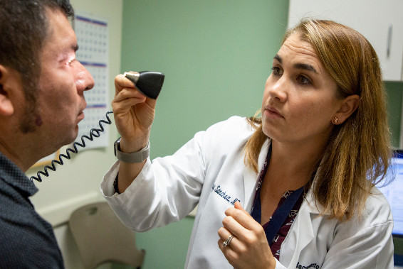 doctor examining patient. 