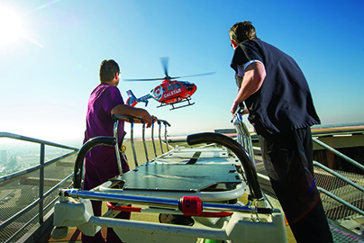 helicopter landing on hospital roof