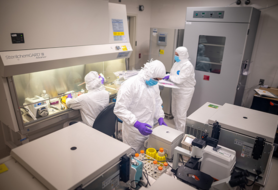 GMP lab at the CTSC/IRC being used for CAR T cell therapy trials.