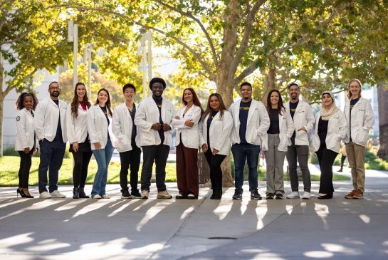 group of medical students, arms linked