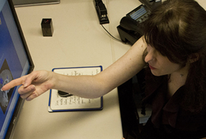 Julie Schweitzer working in the lab