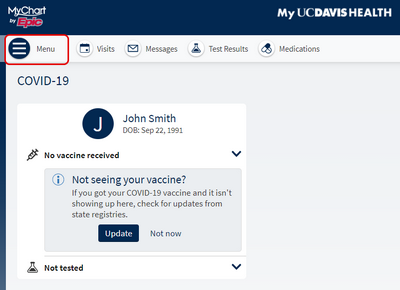 access your COVID-19 vaccine records on a computer step 1