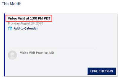 MyUCDavisHealth screenshot for Step 2 showing more details about the video visit appointment