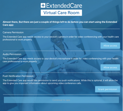 Extended Care Cloud screenshot for Step 5 showing a list of permissions questions