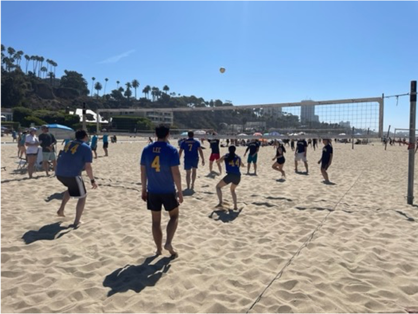 residents play volleyball