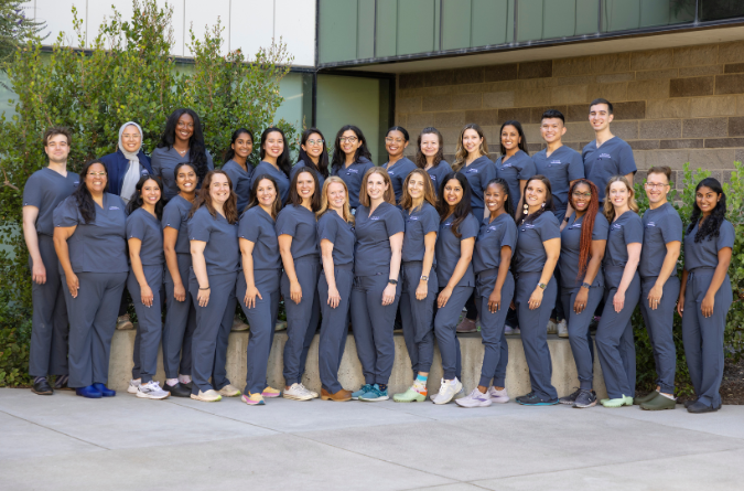 Group photo of OBGYN residents on the UC Davis Health Sacramento campus. 