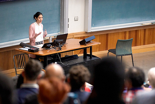 Instructor in front of class for Mini Med School