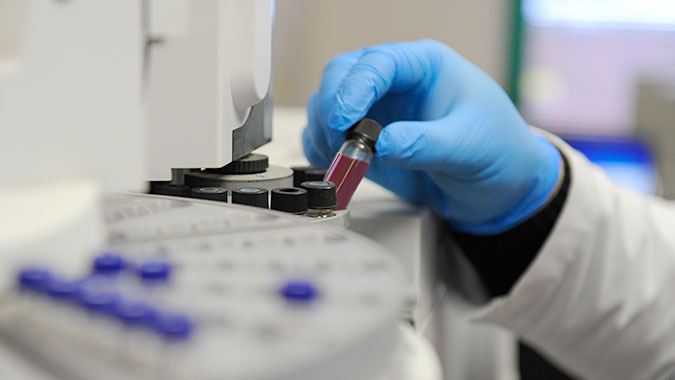 basic research, close-up in the lab with vials