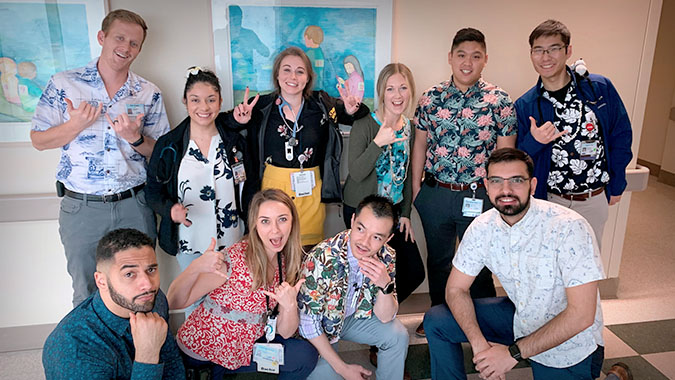 Medical students, on ward for student clerkship