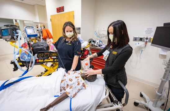 Clinical training on medical manniquin.