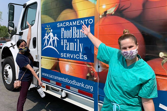 Trainees after a day of boxing and sorting for the Sacramento Food Bank