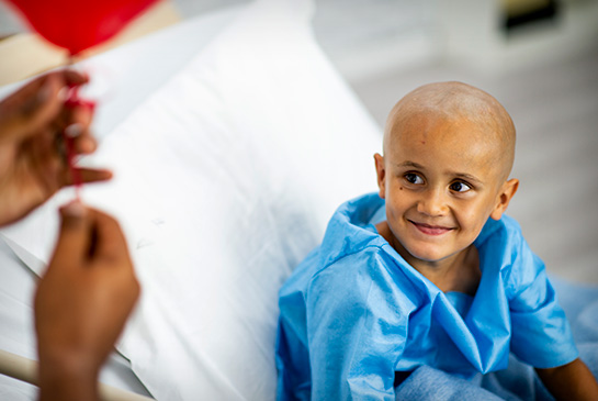 Young sarcoma patient in hospital, stock