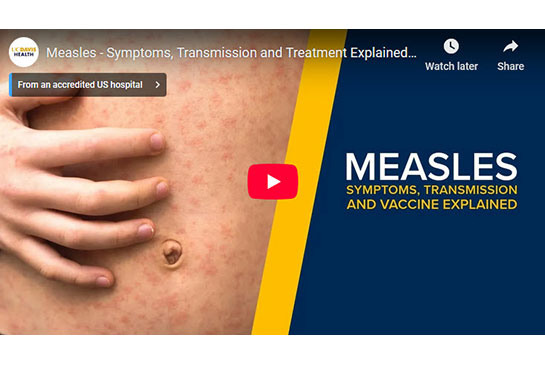 Pediatric patient has measles belly with red spots everywhere, 